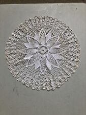 Vintage Solid White Crochet Doily 14 Inch Diameter Flower Theme picture