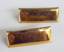 Vintage 1 Pair Military Brass Daisy Textured Back Insignia Bar Pin 1