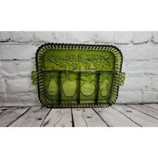 Vintage Olive Green Indiana Glass 5 Compartment Vegetable Tray picture