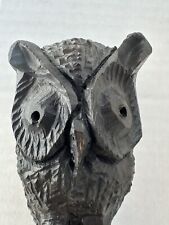 Owl Sculpted Carved Ironwood ? MCM Black Figure Decor Bird picture