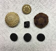 7 Vintage Woven Buttons.  picture