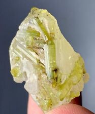 57 CT Green Tourmaline Crystal Combine With Quartz from Pakistan picture