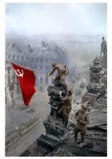 NICE Color WW2 Soviet Russian  Poster Soldier Soviet Flag On Reichstag LAMINATED picture