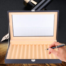 12 Slot Leather Fountain Pen Storage Collector Box Display Case Wood Pen box USA picture
