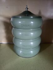 Vintage Rare Pagoda Aluminum Green Stacking Canister Set picture