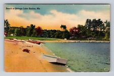 Sebago Lake ME-Maine, Station Landing Boats, Antique Vintage c1951 Postcard picture