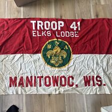 Vintage Boy Scout Large Flag Troop 41 Manitowoc WI Elks Lodge BSA picture