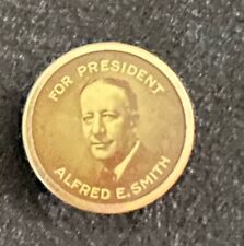 Vintage~Very Rare~Alfred E. Smith For President 1928 Gold Metal Screwback Pin picture