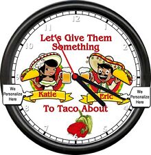 Let's Give Them Something To Taco About Your Name Bell Peppers Sign Wall Clock picture