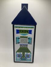 VINTAGE MCM Gin Decanter Row House Wheaton Nuline Glass 1960's Blue picture