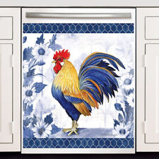 French Country Blue Rooster Farmhouse Dishwasher Cover Magnet Kitchen Decor picture