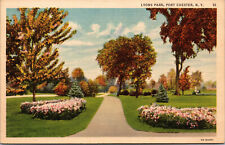 Vtg 1930s Lyons Park Port Chester New York NY Unused Linen Postcard picture