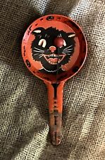 Vintage Tin Halloween Noise Maker Kirchhof Black Cat Clapper picture