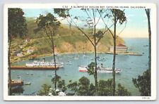 Catalina Island California~Avalon Bay~Ships Docked~Casino~1920s Postcard picture