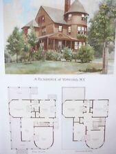 Yonkers, NY house illustration & floorplan - Scientific American 1892 picture