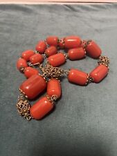 Necklace Silver With Red Faturan 1980'S Antique Veins 140g Old picture