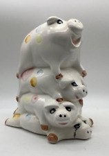 Vintage Ceramic Hand Painted Pile of Pigs Piggy Bank 8” Tall picture