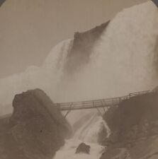 American Falls Rock of Ages Wooden Foot Bridge Niagara Falls NY Stereoview 1895 picture