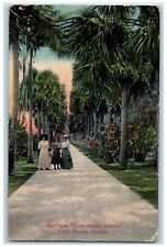 c1950's Palm Walk Ocean Avenue Ladies On Pathways Garden Palm Beach FL Postcard picture