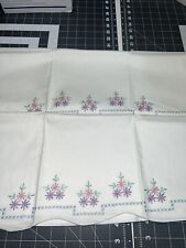 Pair Of Vintage Floral Embroidered Pillowcases picture