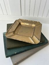 Vintage Solid Brass Square 4 Cigarettes Heavy Hand-Made Ash Tray Ashtray Dish picture