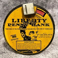 Vintage Liberty Penny Bank Abraham Lincoln Tin Litho Metal Girard Model WKS picture