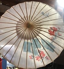 Vintage Japanese Umbrella Parasol Rice Paper  Hand Painted picture
