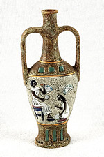 KLEM 1978 Ceramic Handpainted Ancient Egyptian Vase Wine Bottle Reproduction 11