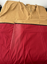 VTG Pinch Pleat 2 Heavy Lined Drape Curtains Color Block Red Beige LONG 120