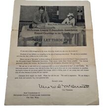 Tuberculosis Fund Raising Flyer 1933 Waco Texas McLennan County TB Association picture