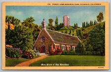 Forest Lawn Memorial Park Glendale California  Wee Kirk Historic Linen Postcard picture