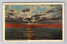 Ashtabula OH-Ohio, Sunset On Lake Erie, Antique Vintage c1918 Souvenir Postcard picture