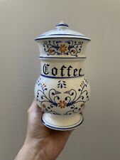 Vtg Royal Sealy Heritage Blue/White Ceramic Coffee Kitchen Storage Jar With Lid picture