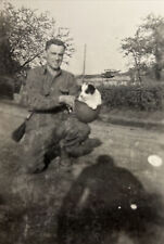 78th Infantry Homberg Germany WW2 US Army Named Soldier Burnett W/Dog Photo picture
