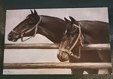 Horses in Stable German American Novelty Art Postcard Series No. 588 Artist Sign picture