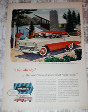 1956 Chevrolet Vintage Print Ad Two Ten Sedan Horsepower Road Trip Friends Dog picture