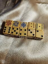 Old European Celluloid Embroidered Poker Dice Set  picture