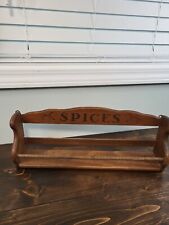 Vtg Wood Spice Rack SPICES Spiral Bar Single Shelf Wall Rustic Country 17