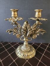 STUNNING Art Nouveau - Candelabra - Antiqued Solid Brass - Double Arm - HEAVY picture