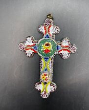 Vintage Italian 1940's Micro Mosaic Millefiori Crucifix Pendant picture