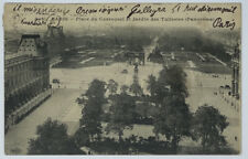 PARIS FRANCE PLACE DU CARROUSEL ET JARDIN DES TUILERIES VINTAGE POSTCARD 1929 picture