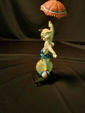 VTG Depose Italy #947 LADY CLOWN CIRCUS GIRL w/ PARASOL Marble Base Spider Mark picture
