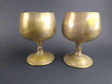 Valero Small Brass Wine Goblet Cup Set Vintage Made in Spain Set of 2 picture