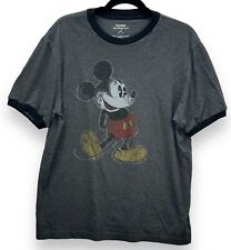 Disney Original Mickey T Shirt Adult Large Disneyland Ringer Gray Tee Unisex picture
