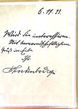 WW1 German General Paul von Hindenburg Autographed Note picture