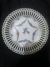 ANTIQUE GERMAN PORCELAIN RETICULATED DISH/PLATE  W/ Floral Pentacle Points 7” picture