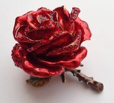 BEJEWELED RED ROSE TRINKET JEWELRY BOX  picture