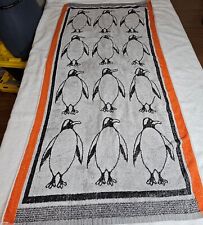 Vintage Franco Reversable Penguin  Pattern Beach Towel Made In Hong Kong 50 X 25 picture