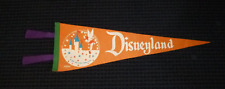 Vtg 1955 Disneyland Felt Pennant Opening Year Tinkerbell Castle Orange 31.5