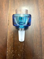 14MM GLYCERIN GLASS WATER BOWL PIPE HONEYCOMB SCREEN BLUE picture